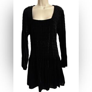 Parker Black Velvet Long Sleeve Dress